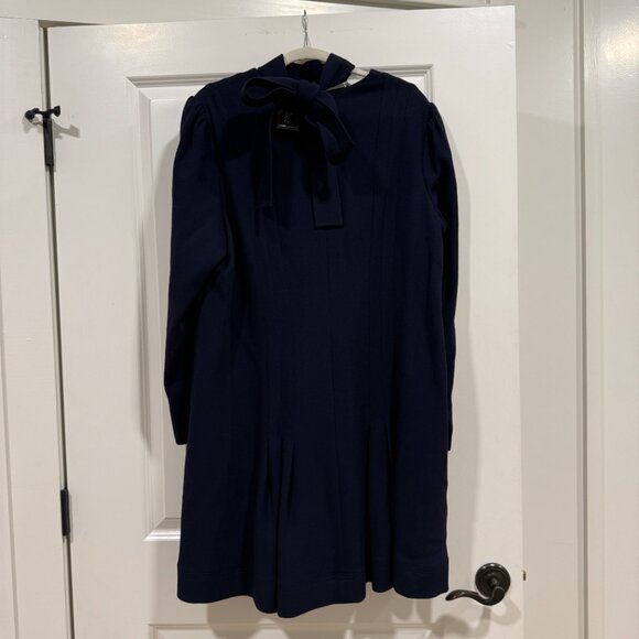 Lela Rose Flounce Hem Tunic Dress Navy Size 16 - Picture 2 of 4